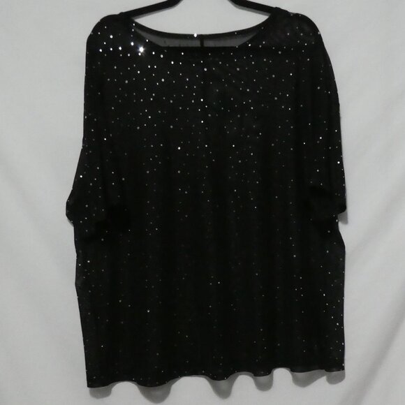 Unbranded | P2P 24 inches measured | Sheer Black Short Sleeve Sequin Shirt - Picture 1 of 13